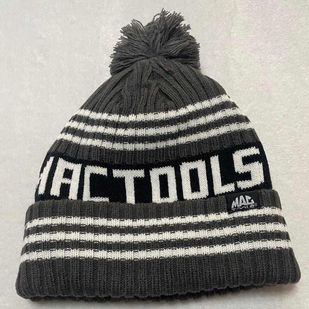 Mac Tools Grey and White Strip Beanie New w/Tags